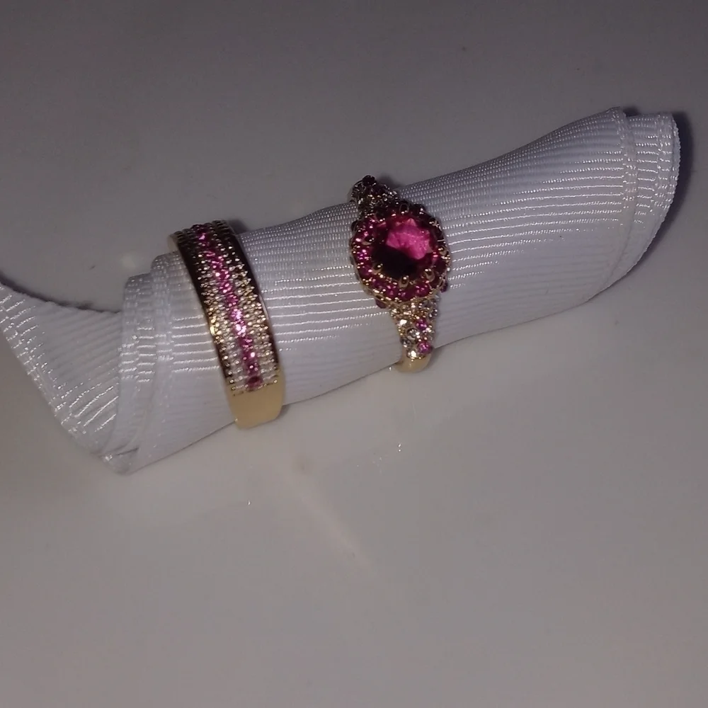 Rings set 14 k Gp Rings size 9,10 set 2 sapphire created  gorgeous